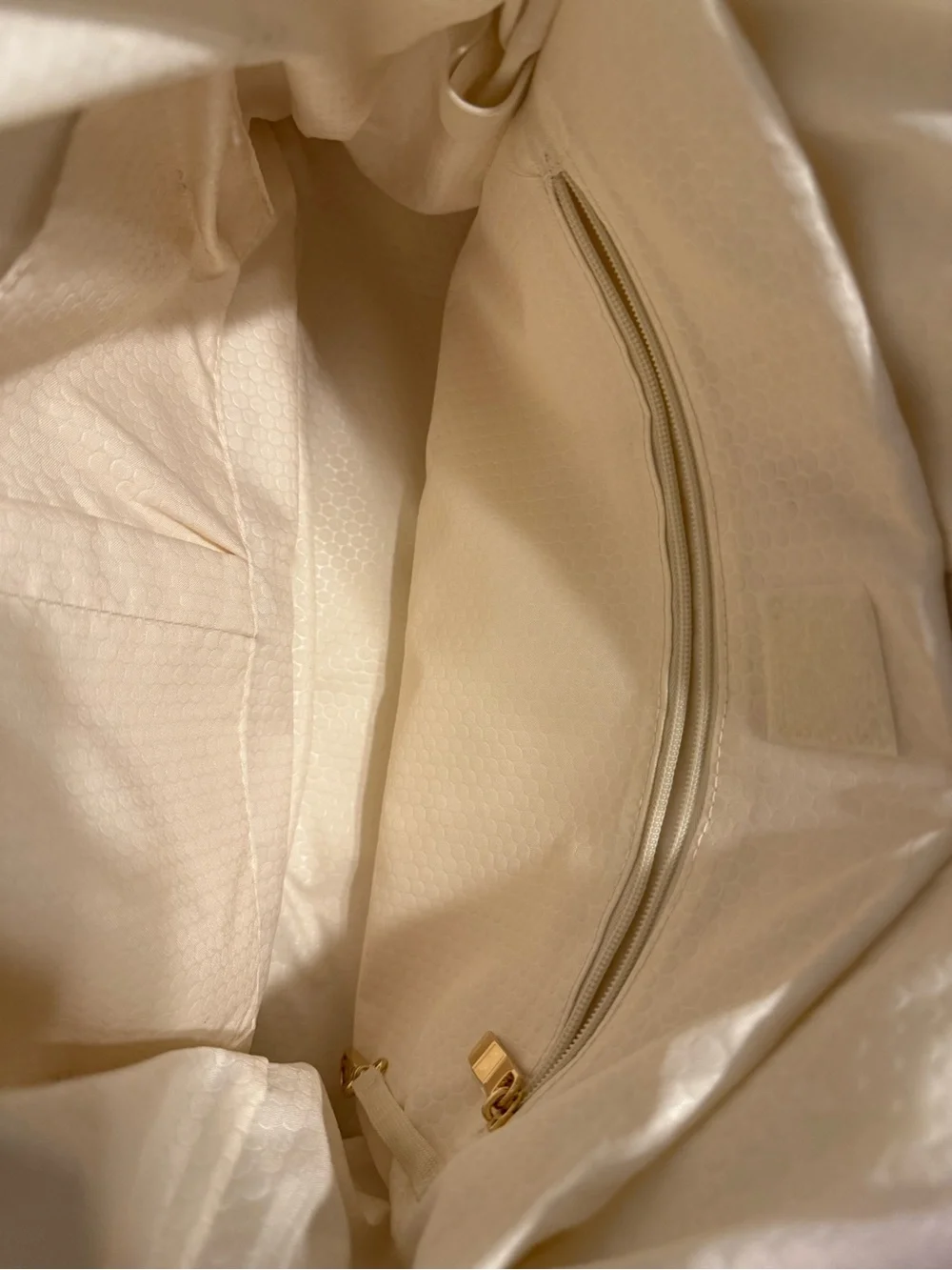 Padded Cream Baby Bag Tote with Dual Handles and Shoulder Strap